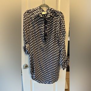 Julie Brown- blue silk dress with dolphin hem sz6